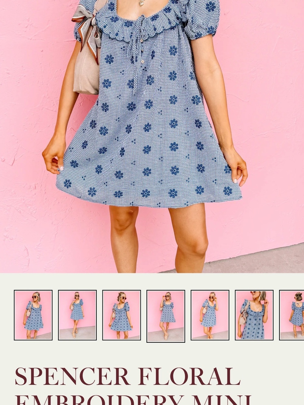 Spencer's Floral Embroidered Mini Dress - Light Blue